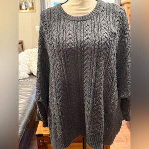 Mango Black Crew Neck Cable Knit Sweater